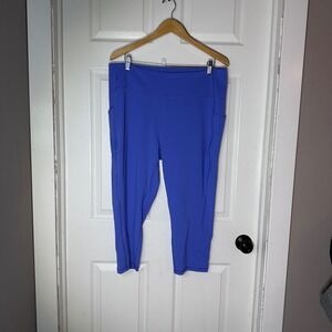 Tek Gear Ultrastretch Blue Cropped Leggings Plus Size 2X Side Pockets RN73277